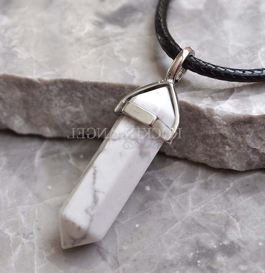 Healing Point Pendant Quartz Bullet Shape Chakra Reiki White Howlite Necklace