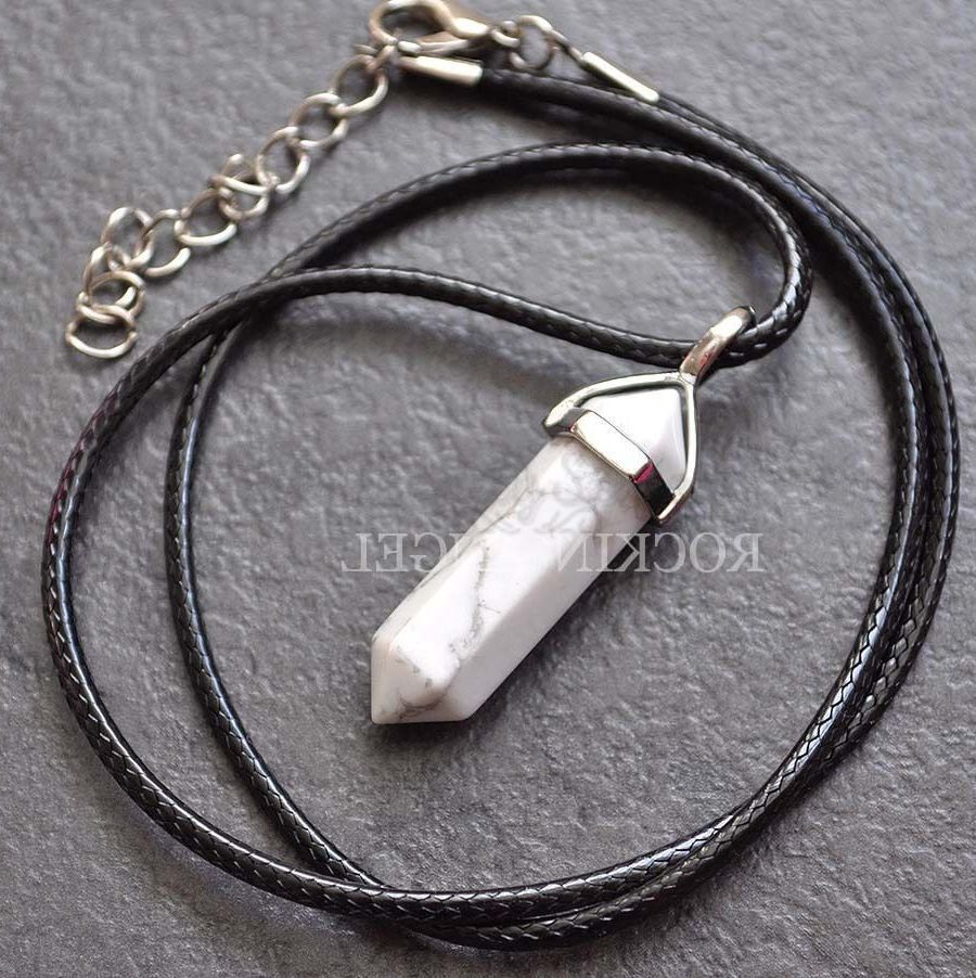 Healing Point Pendant Quartz Bullet Shape Chakra Reiki White Howlite Necklace
