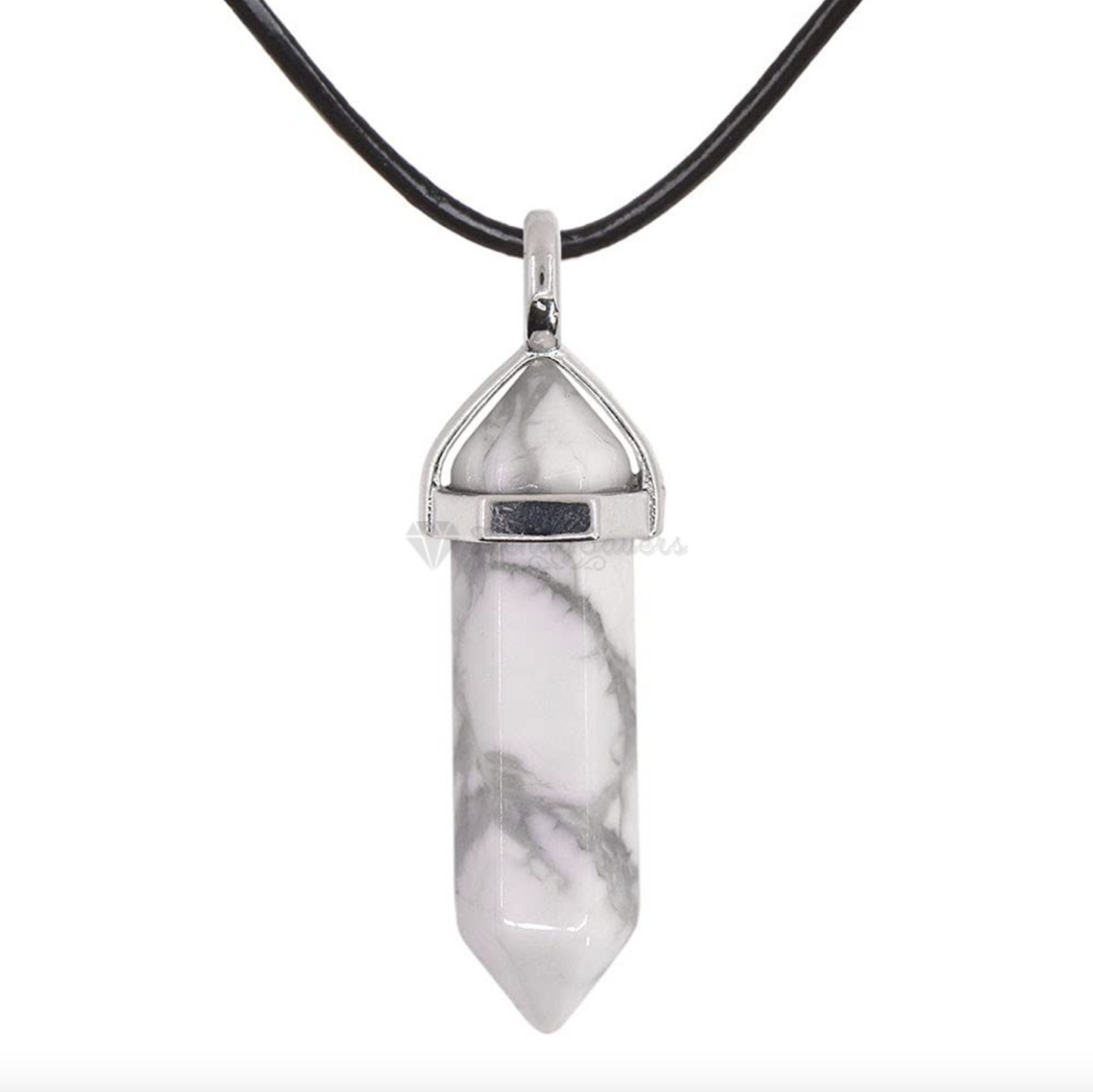 Healing Point Pendant Quartz Bullet Shape Chakra Reiki White Howlite Necklace