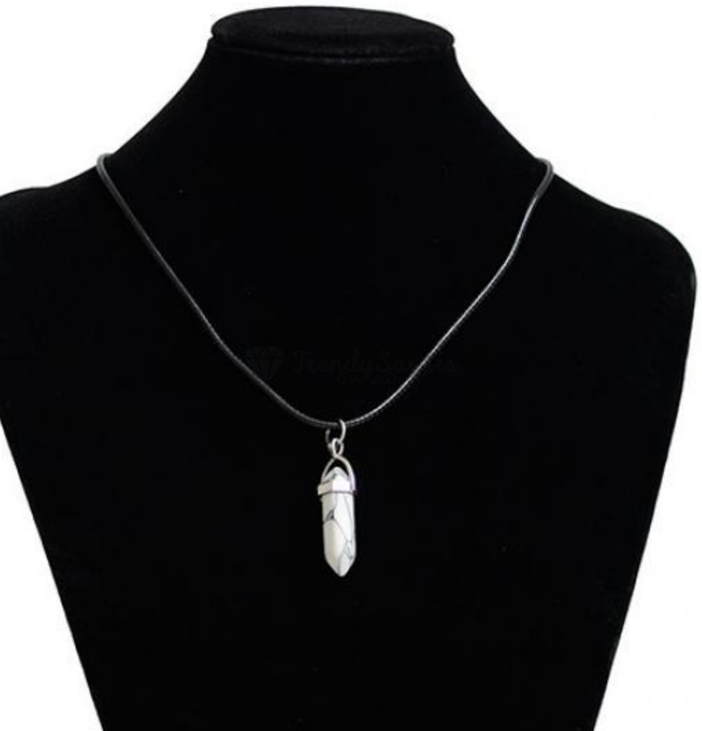 Healing Point Pendant Quartz Bullet Shape Chakra Reiki White Howlite Necklace