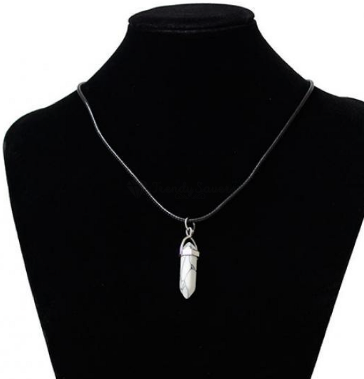 Healing Point Pendant Quartz Bullet Shape Chakra Reiki White Howlite Necklace