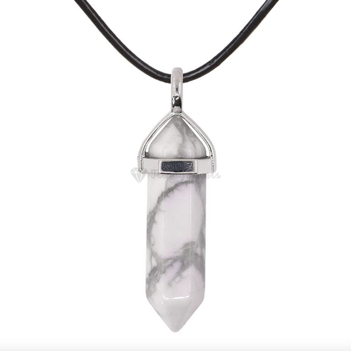 Healing Point Pendant Quartz Bullet Shape Chakra Reiki White Howlite Necklace