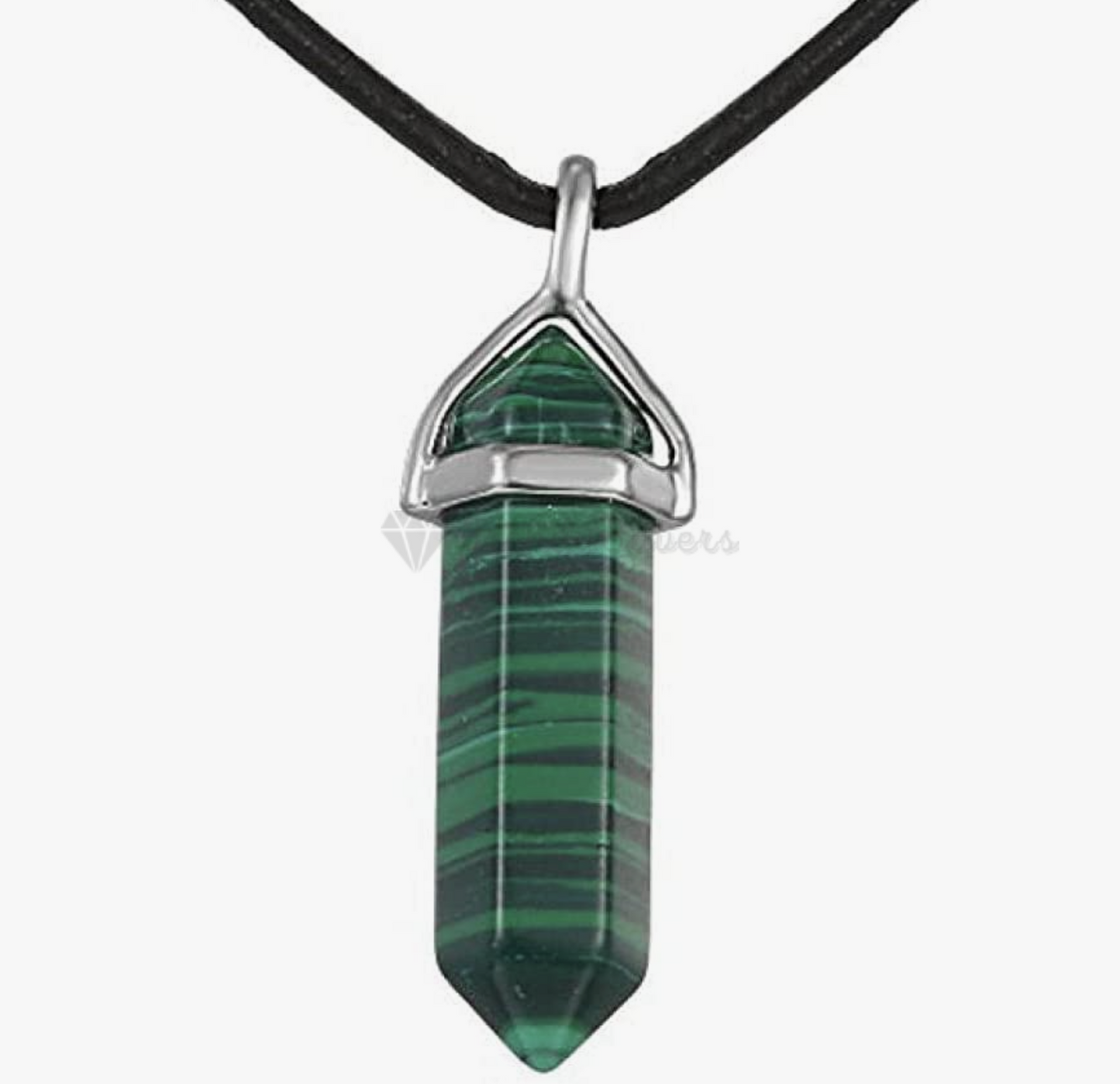 Green Camo Hexagon Natural Quartz Crystal Stone Healing Pointed Pendant Necklace