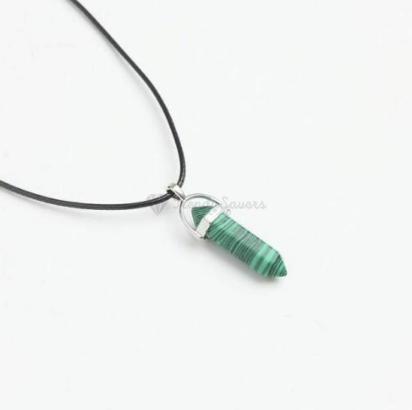 Green Camo Hexagon Natural Quartz Crystal Stone Healing Pointed Pendant Necklace