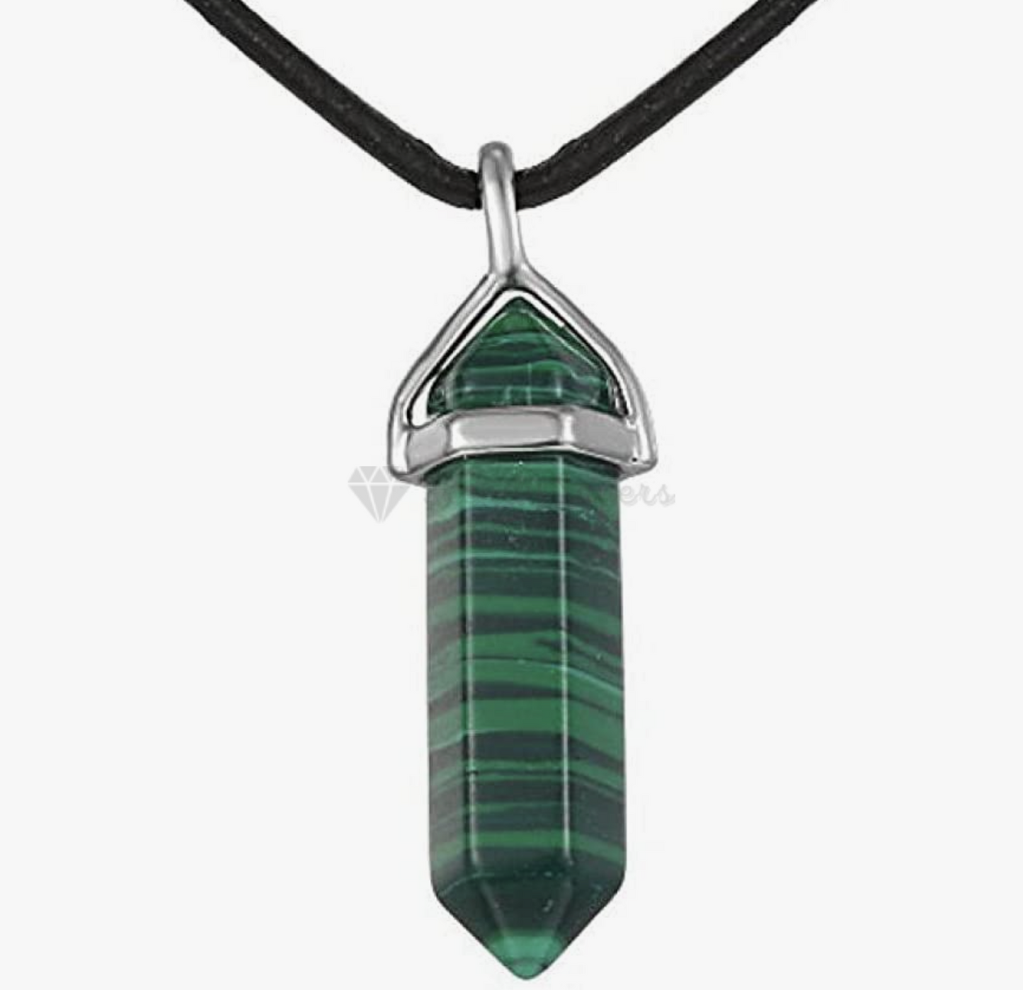 Green Camo Hexagon Natural Quartz Crystal Stone Healing Pointed Pendant Necklace