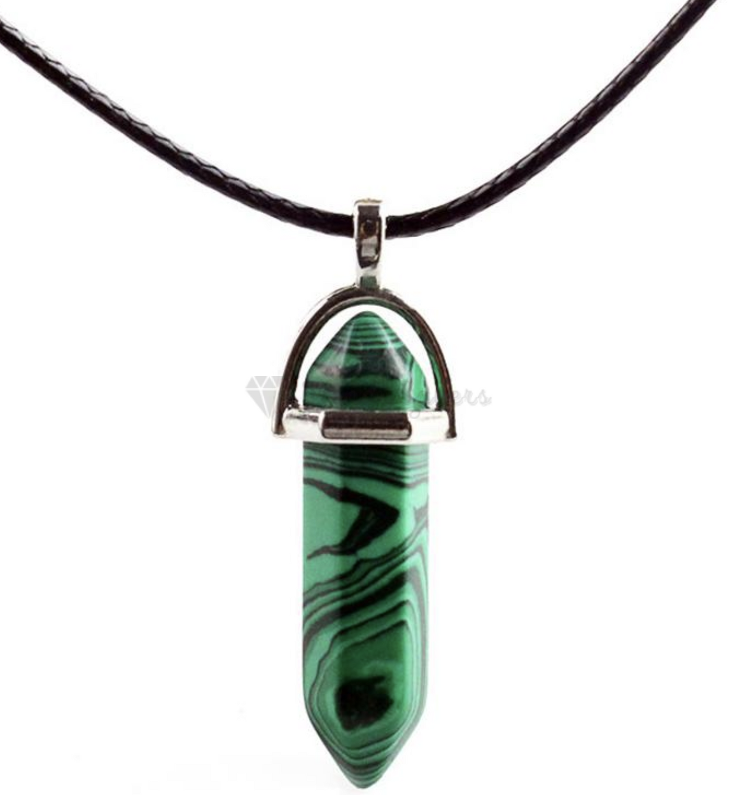 Green Camo Hexagon Natural Quartz Crystal Stone Healing Pointed Pendant Necklace