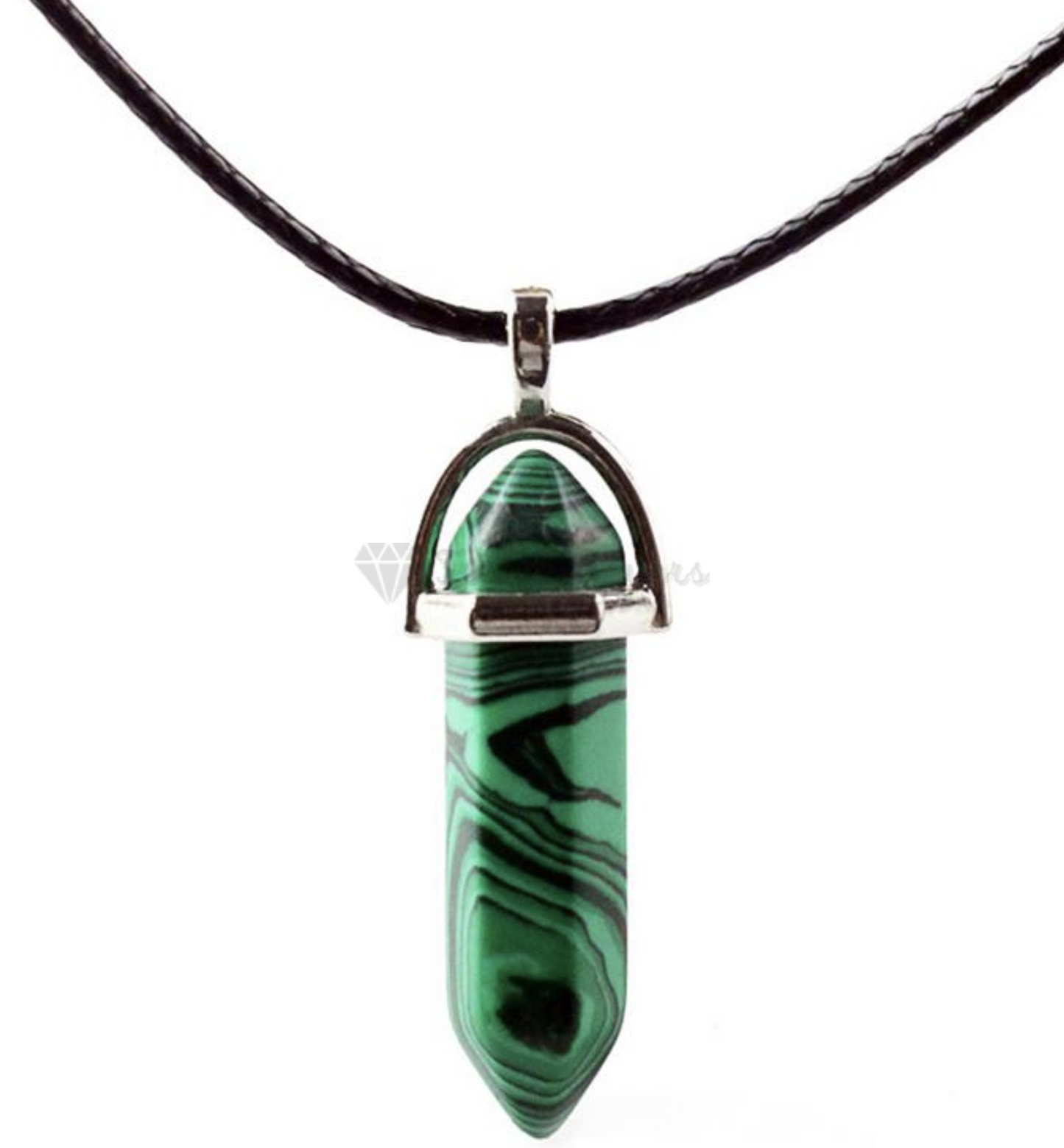 Green Camo Hexagon Natural Quartz Crystal Stone Healing Pointed Pendant Necklace