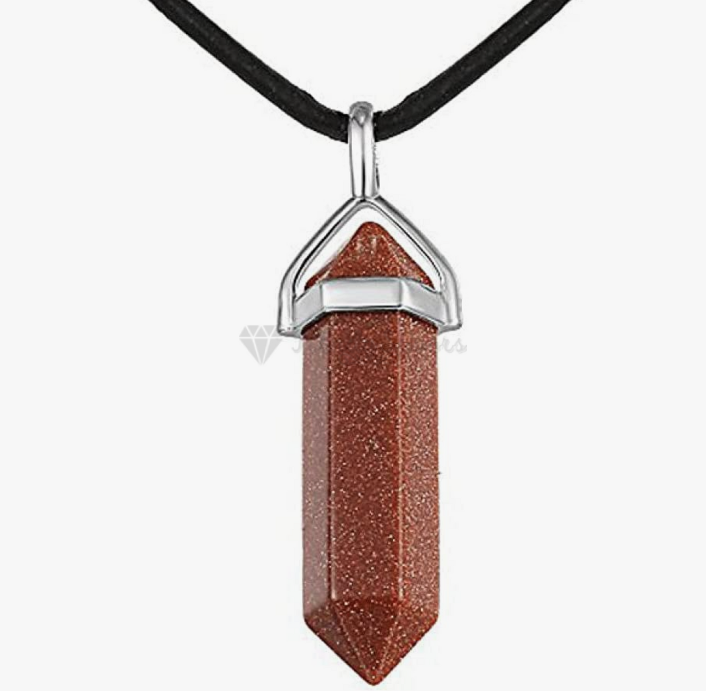 Shiny Brown Pointed Chakra Bullet Shape Quartz Crystal Hexagon Pendant Necklace