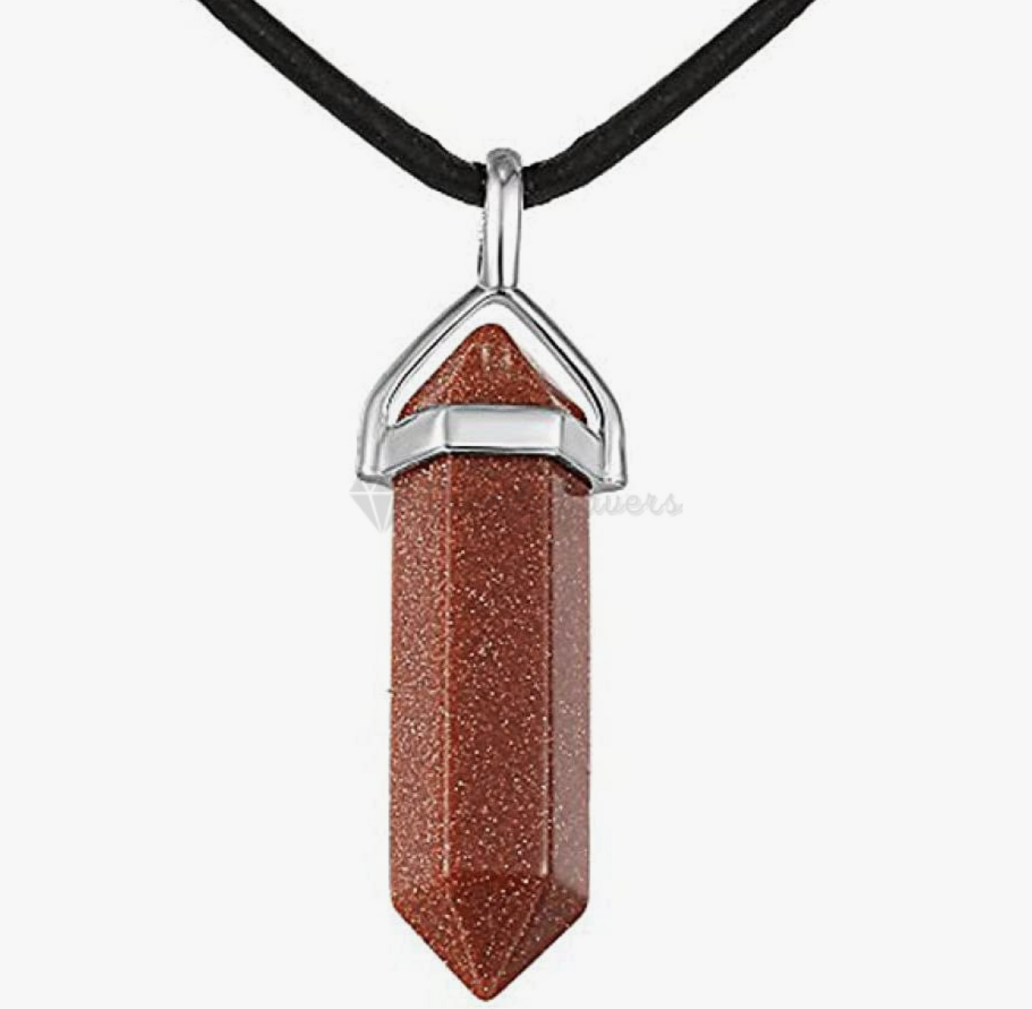 Shiny Brown Pointed Chakra Bullet Shape Quartz Crystal Hexagon Pendant Necklace