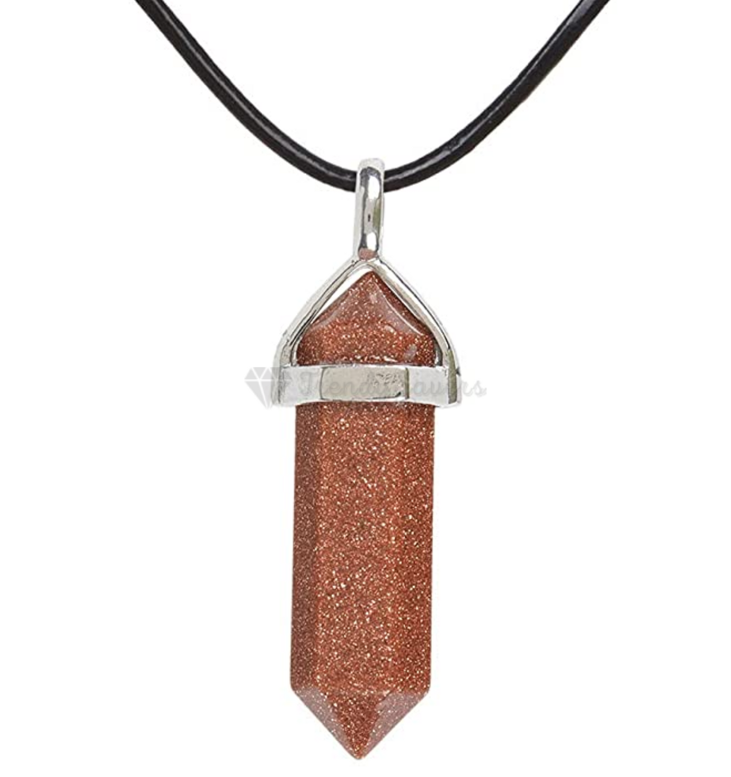 Shiny Brown Pointed Chakra Bullet Shape Quartz Crystal Hexagon Pendant Necklace