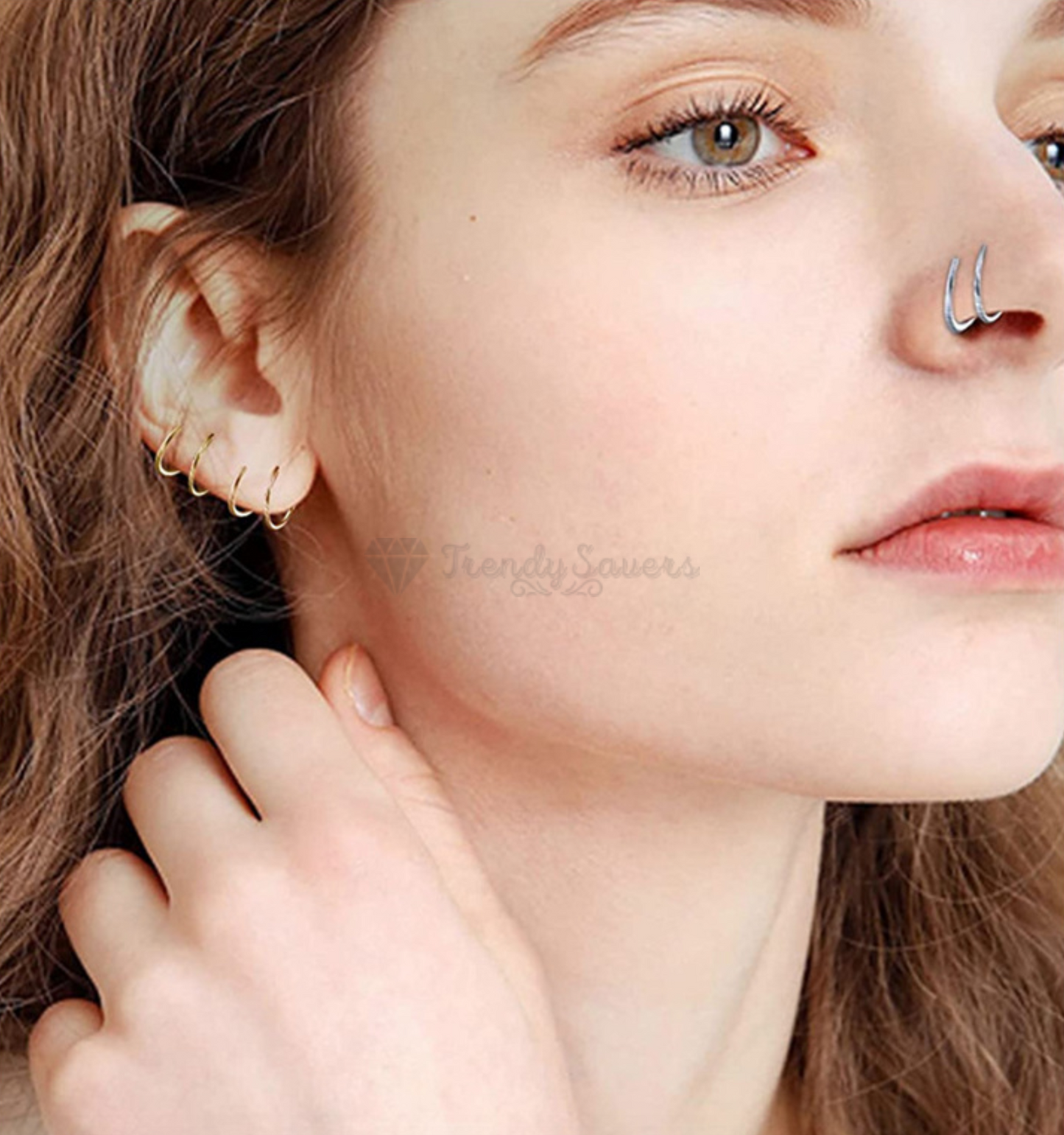 1pc Surgical Steel Thin Nose Ring Double Spiral Hoop Tragus Daith Piercing 10MM