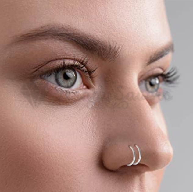1pc Surgical Steel Thin Nose Ring Double Spiral Hoop Tragus Daith Piercing 10MM