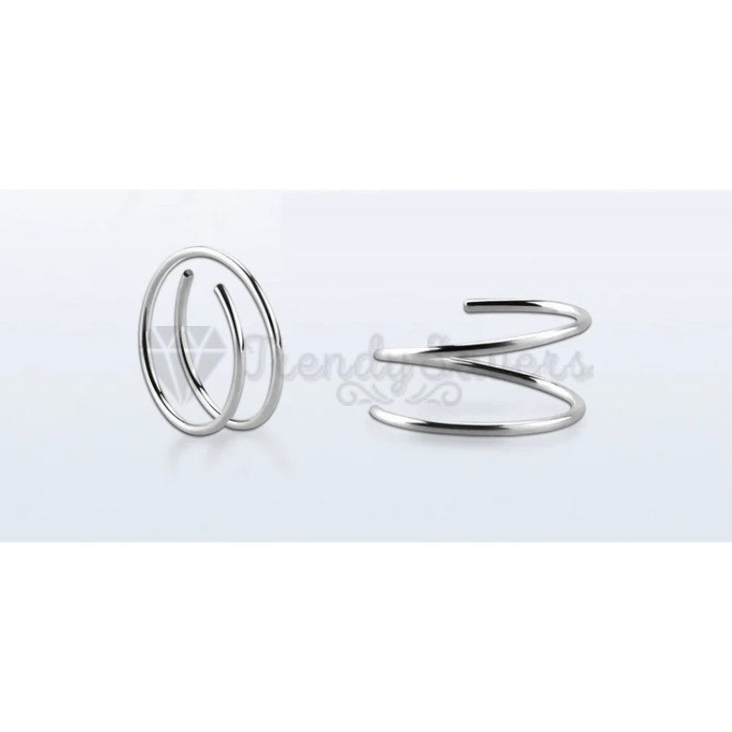 1pc Surgical Steel Thin Nose Ring Double Spiral Hoop Tragus Daith Piercing 10MM