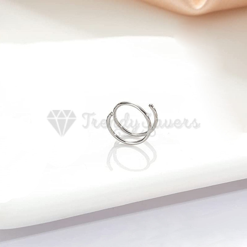1pc Surgical Steel Thin Nose Ring Double Spiral Hoop Tragus Daith Piercing 10MM