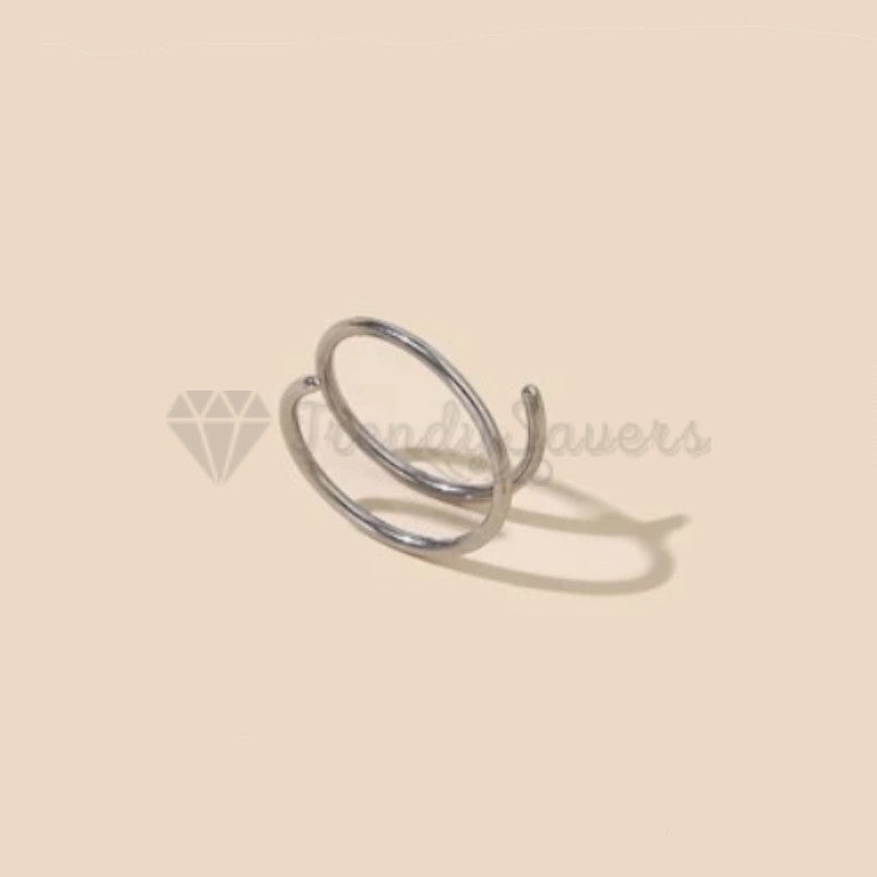 1pc Surgical Steel Thin Nose Ring Double Spiral Hoop Tragus Daith Piercing 10MM