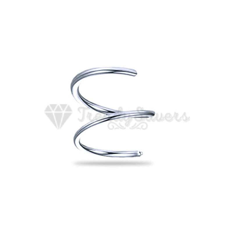 1pc Surgical Steel Thin Nose Ring Double Spiral Hoop Tragus Daith Piercing 10MM