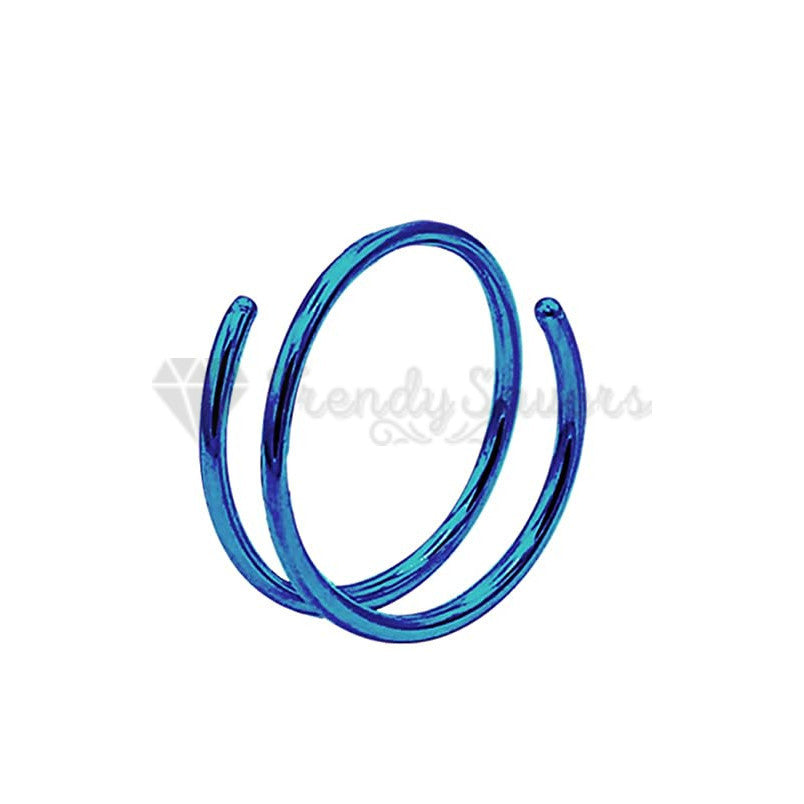 6MM Surgical Steel Blue Double Spiral Nose Ring Ear Piercing Hoop Earrings 1pc