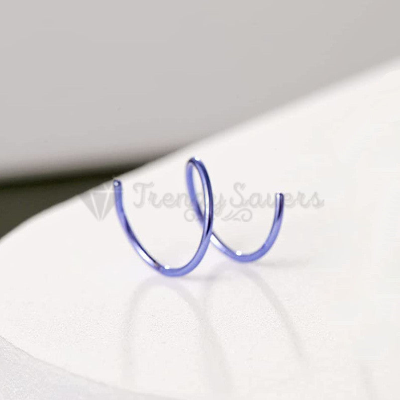 6MM Surgical Steel Blue Double Spiral Nose Ring Ear Piercing Hoop Earrings 1pc