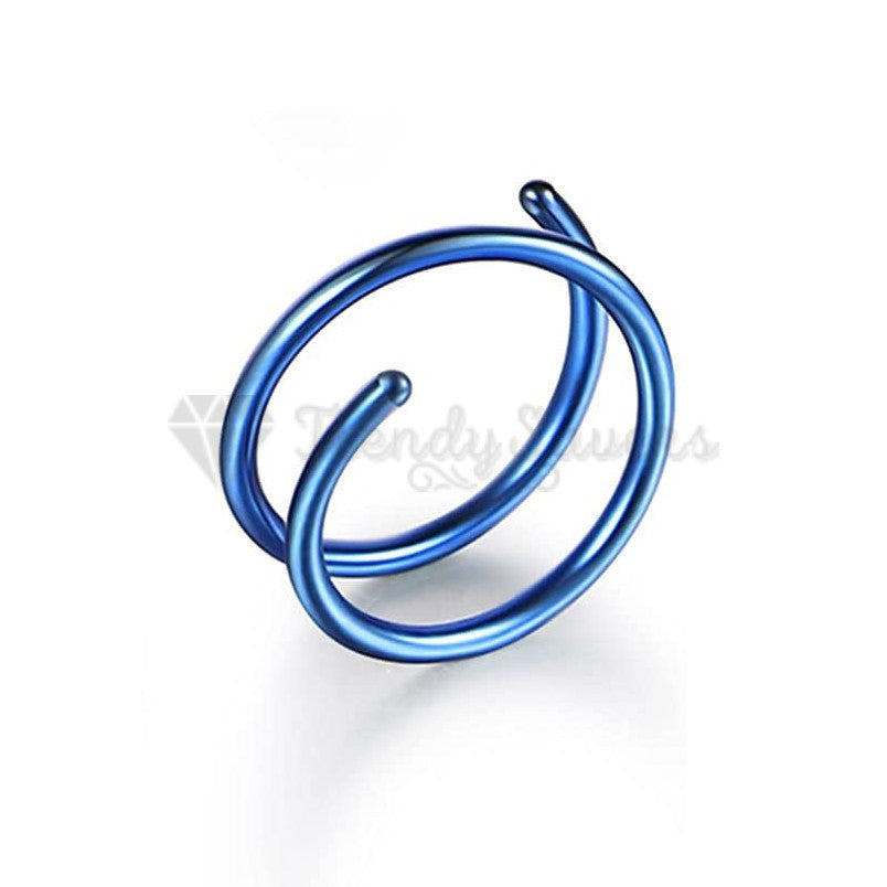 6MM Surgical Steel Blue Double Spiral Nose Ring Ear Piercing Hoop Earrings 1pc