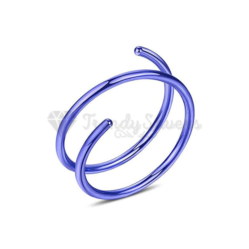 6MM Surgical Steel Blue Double Spiral Nose Ring Ear Piercing Hoop Earrings 1pc