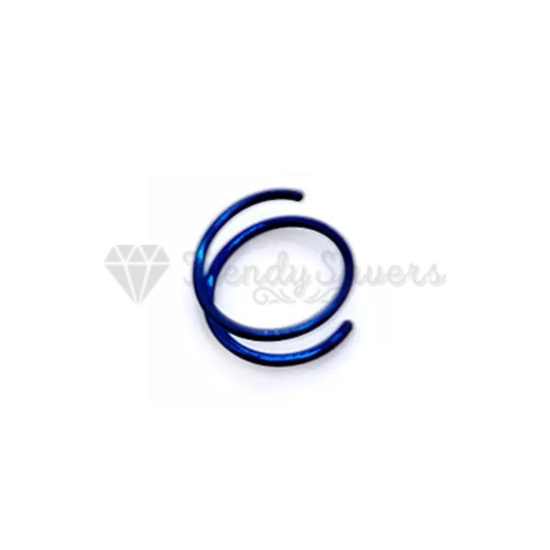 6MM Surgical Steel Blue Double Spiral Nose Ring Ear Piercing Hoop Earrings 1pc