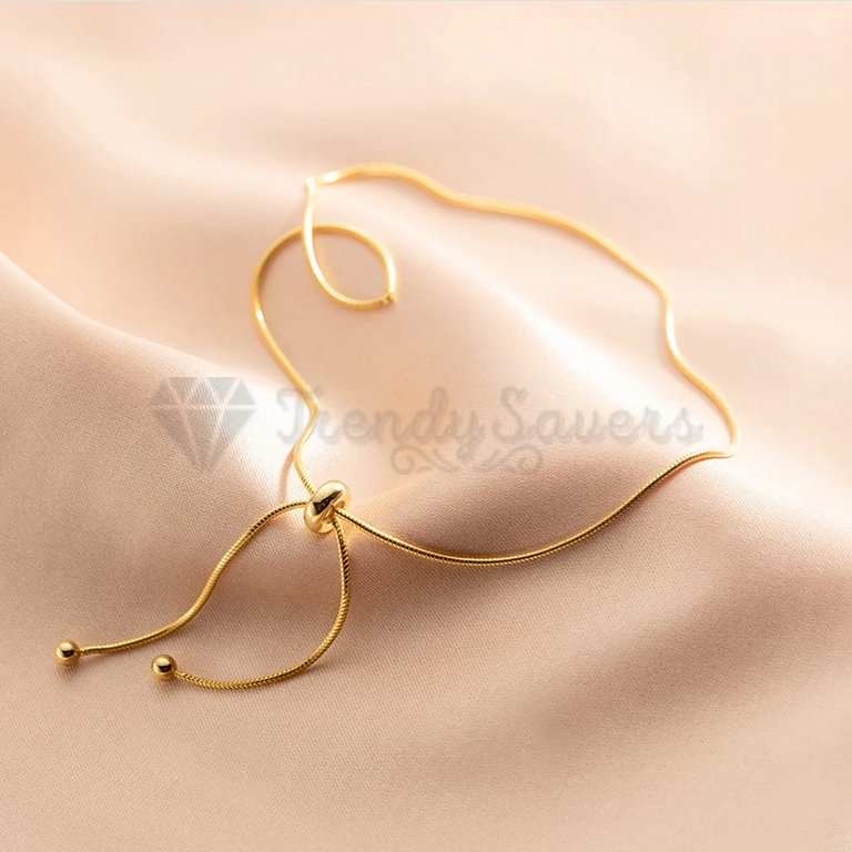 Gold Plated Snake Chain Slider Bracelet Sterling Silver Beach Anklet Adjustable