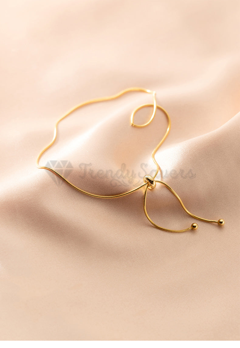 Gold Plated Snake Chain Slider Bracelet Sterling Silver Beach Anklet Adjustable