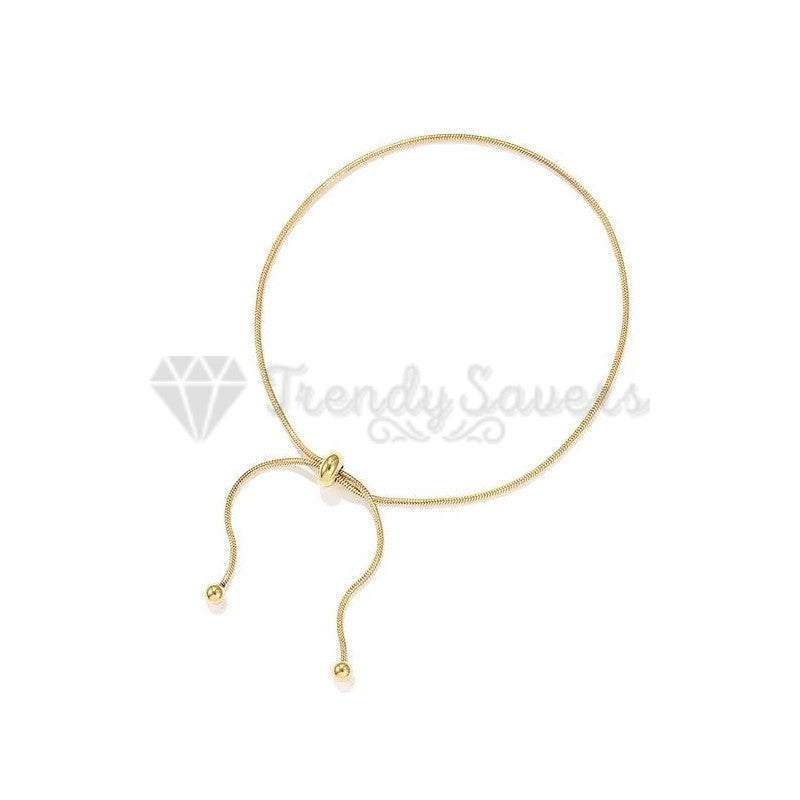 Gold Plated Snake Chain Slider Bracelet Sterling Silver Beach Anklet Adjustable