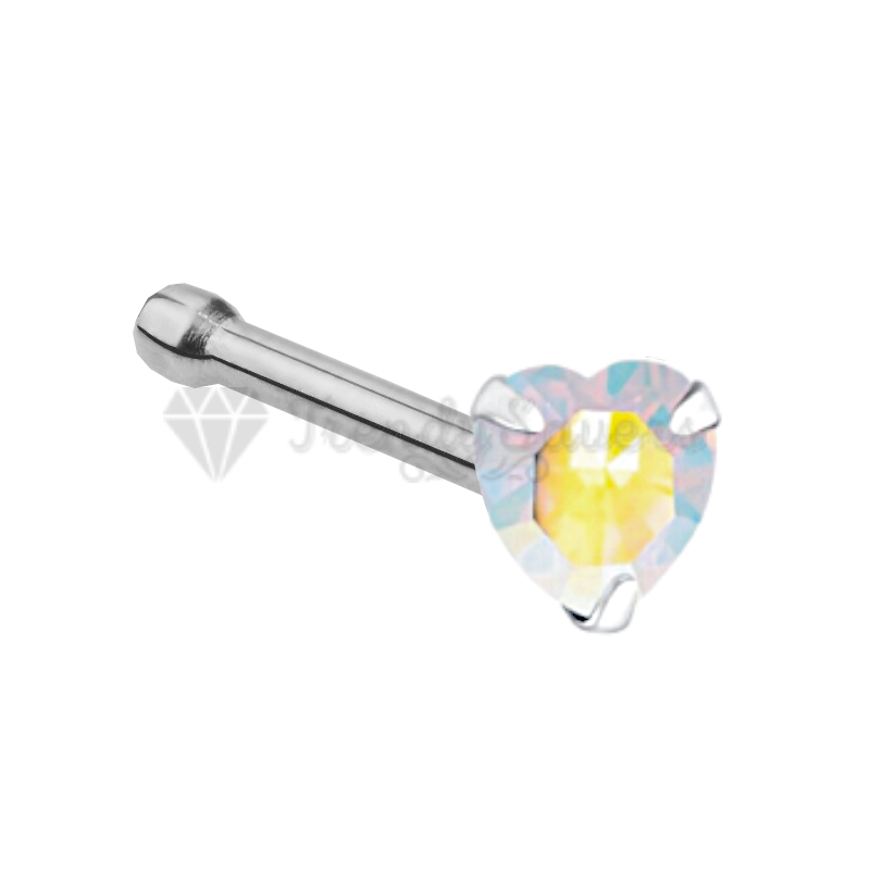 3MM Pair Solid Sterling Silver Green CZ Jewel Claw Set Nose Studs Piercing Stud