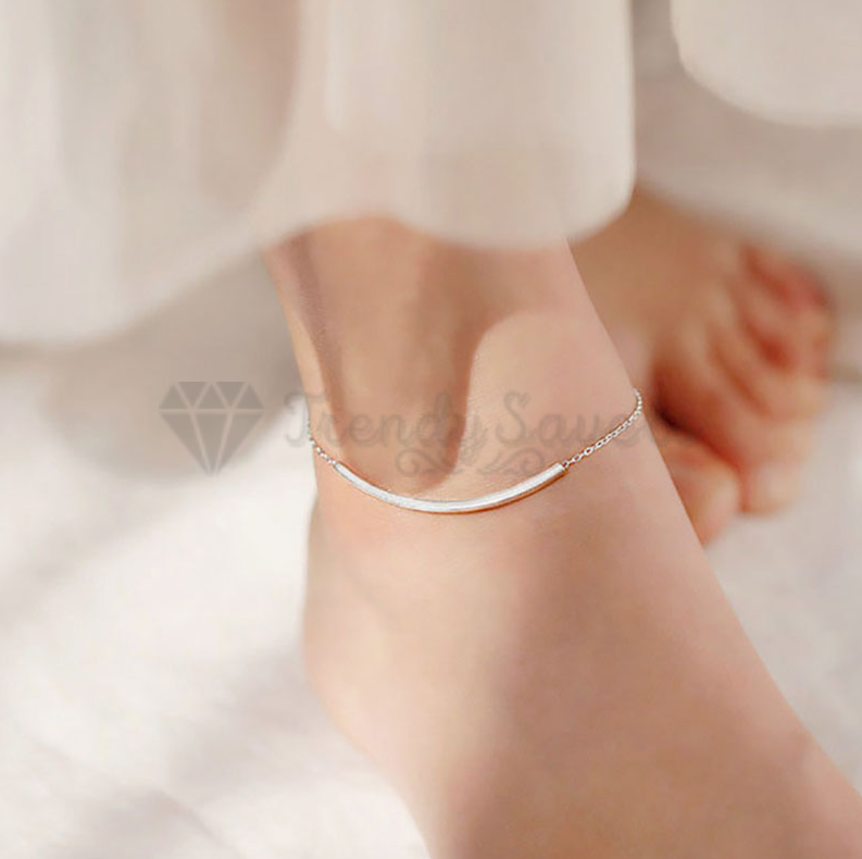 Stainless Steel Tube Elbow Silver Cable Link Chain Ankle Foot Bracelet Anklet