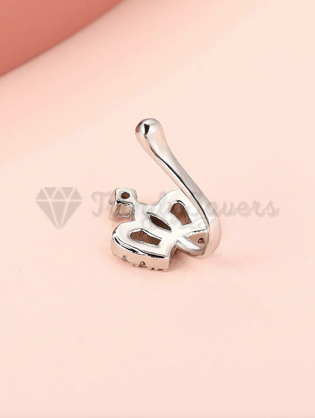 Silver Plated Cubic Zirconia CZ Non Piercing Nose Ring Crown Cuff Body Piercing