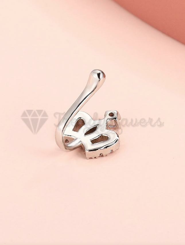 Silver Plated Cubic Zirconia CZ Non Piercing Nose Ring Crown Cuff Body Piercing