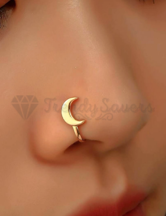 Sterling Silver Filled Moon Shape Ring Non Piercing Gold Cuff Nose Clips Jewelry