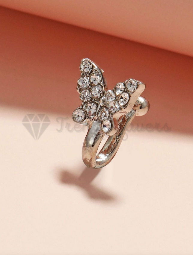 1pc Sterling Silver Filled Fake Non Piercing Butterfly Clip On Nose Ring Cuffs