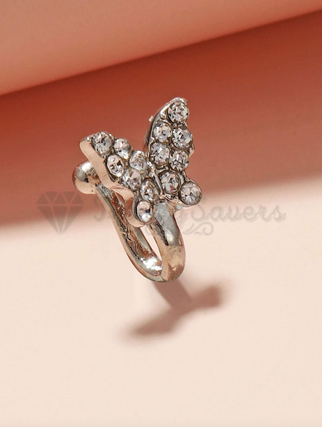 1pc Sterling Silver Filled Fake Non Piercing Butterfly Clip On Nose Ring Cuffs