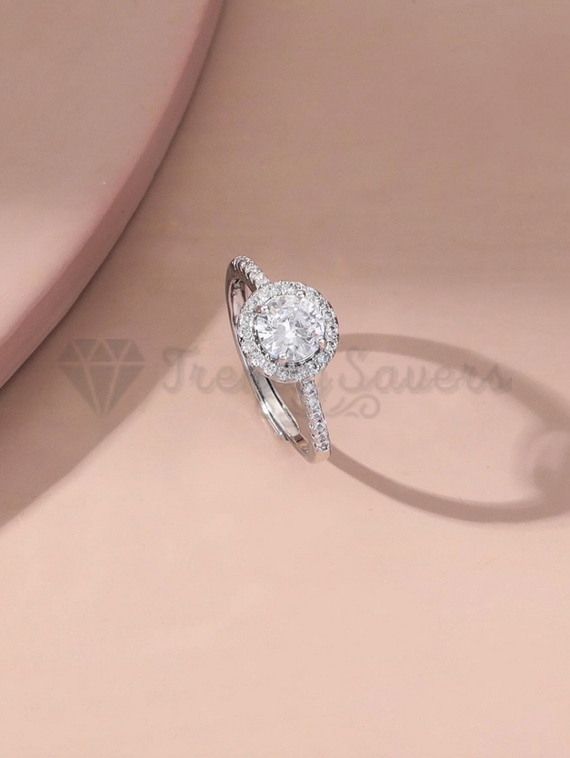 925 Sterling Silver Classic Adjustable Engagement Ring Wedding Band Sizes 7-12