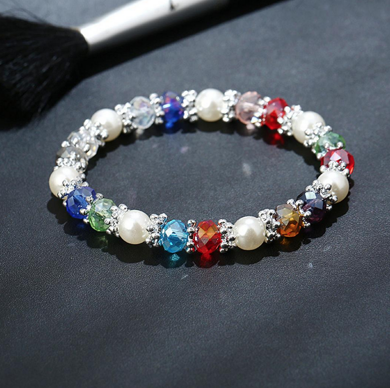 925 Sterling Silver Elastic Bangle Charm Linked Bracelet Womens Ladies Jewellery