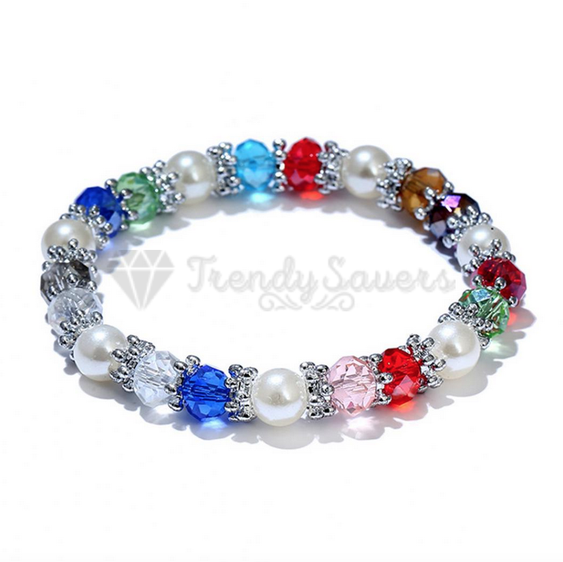 925 Sterling Silver Elastic Bangle Charm Linked Bracelet Womens Ladies Jewellery