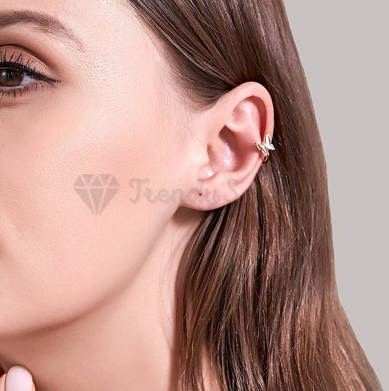 Butterfly Shape Helix Cartilage Ear Ring Cuff Non Piercing Surgical Steel Gold