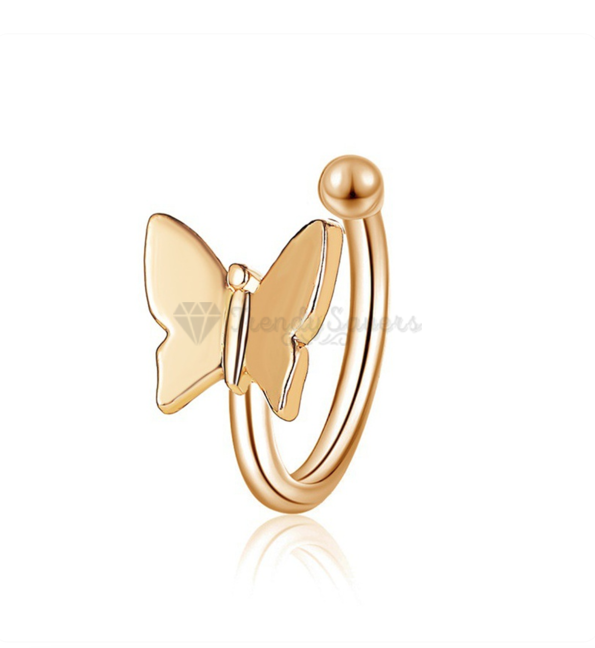 Butterfly Shape Helix Cartilage Ear Ring Cuff Non Piercing Surgical Steel Gold