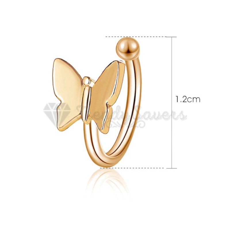 Butterfly Shape Helix Cartilage Ear Ring Cuff Non Piercing Surgical Steel Gold