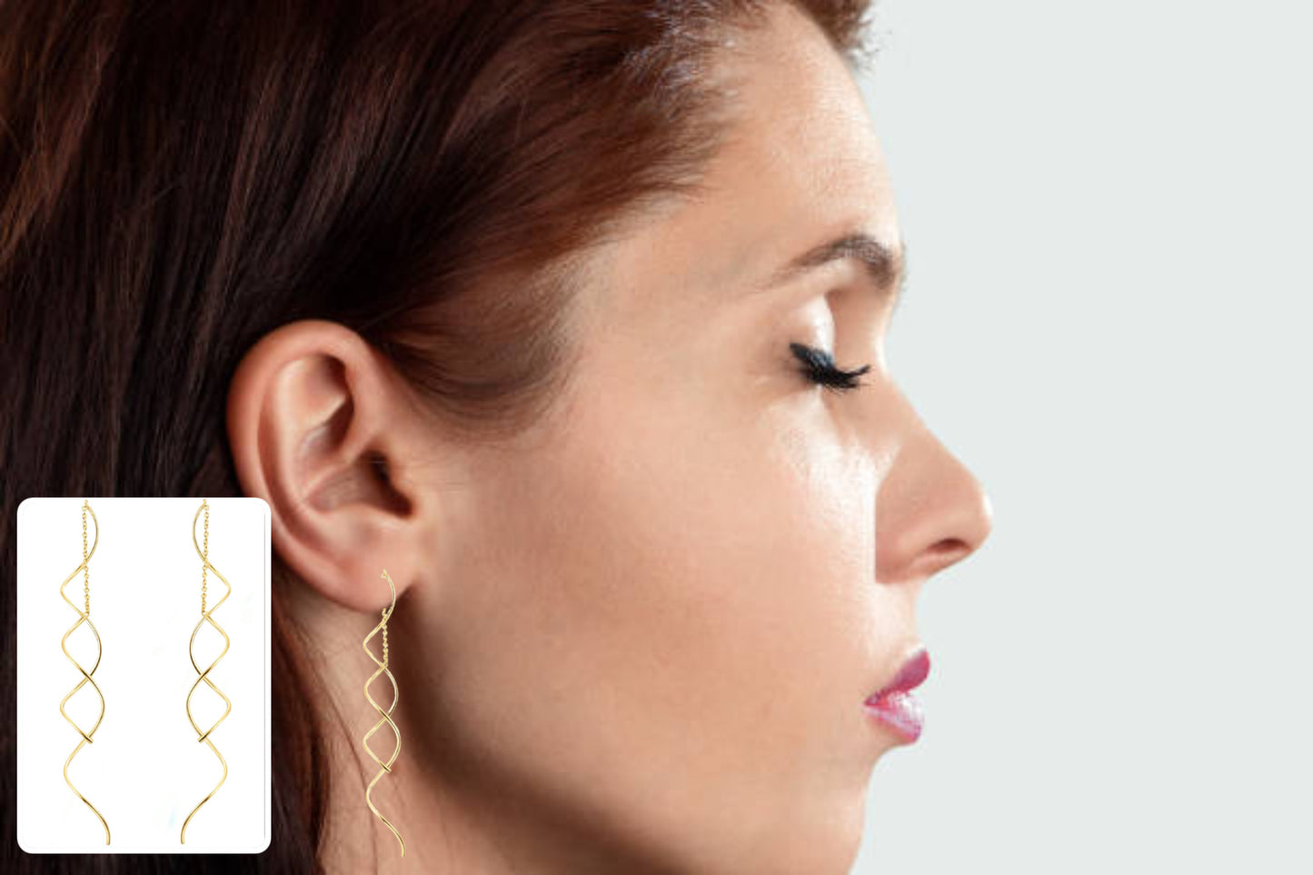 Women's Twisted Bar Long Line Chain Earrings Gold