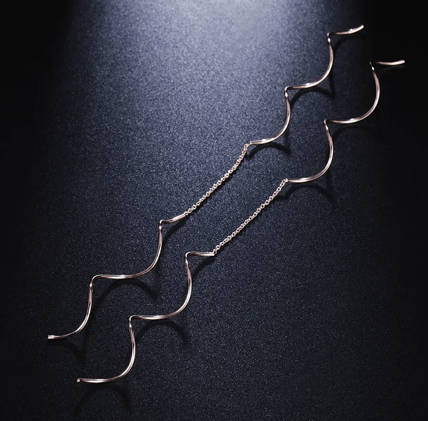 Women's Twisted Bar Long Line Chain Earrings Rose Gold