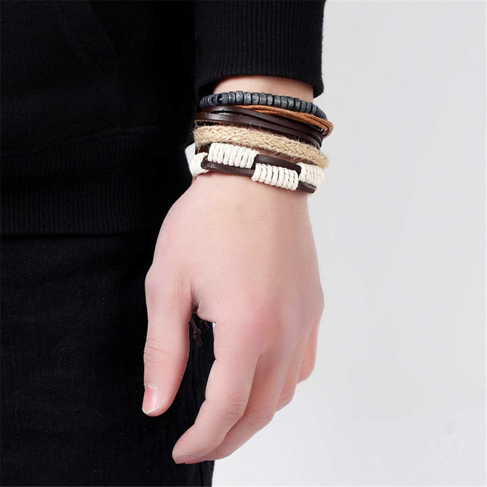 Adjustable Unique Braided Genuine Cords Leather Bracelet