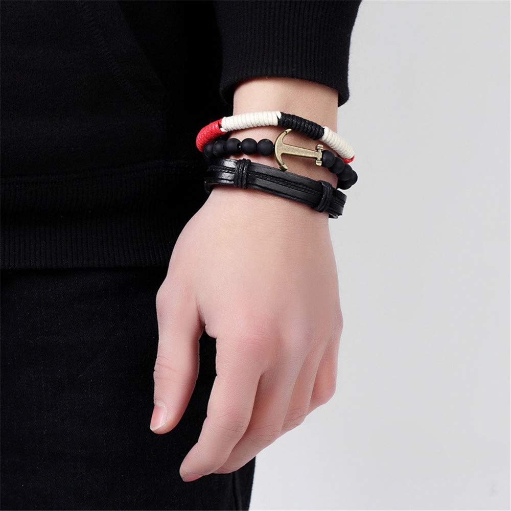 3 Styles Layered Multi Colored Adjustable Leather Bracelet