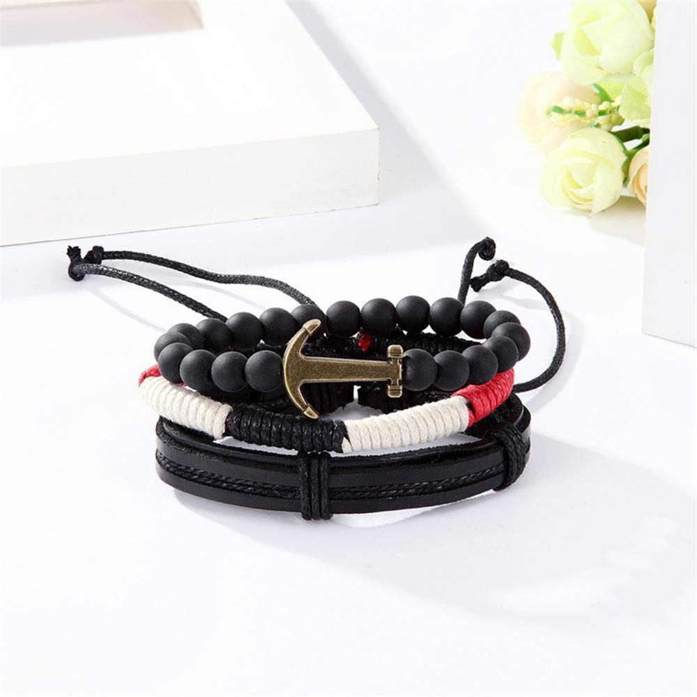 3 Styles Layered Multi Colored Adjustable Leather Bracelet