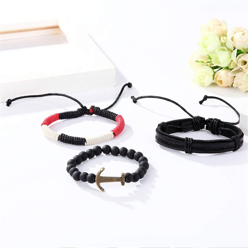 3 Styles Layered Multi Colored Adjustable Leather Bracelet