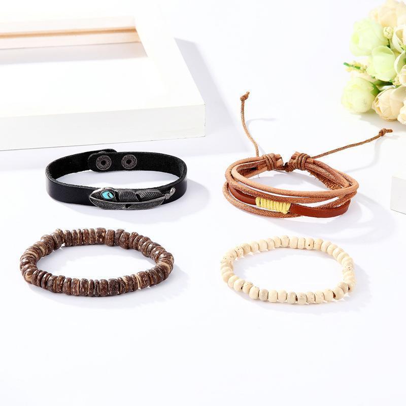 Cool Adjustable 4 Styles Blue Fish Eye Ethnic Leather Bracelet