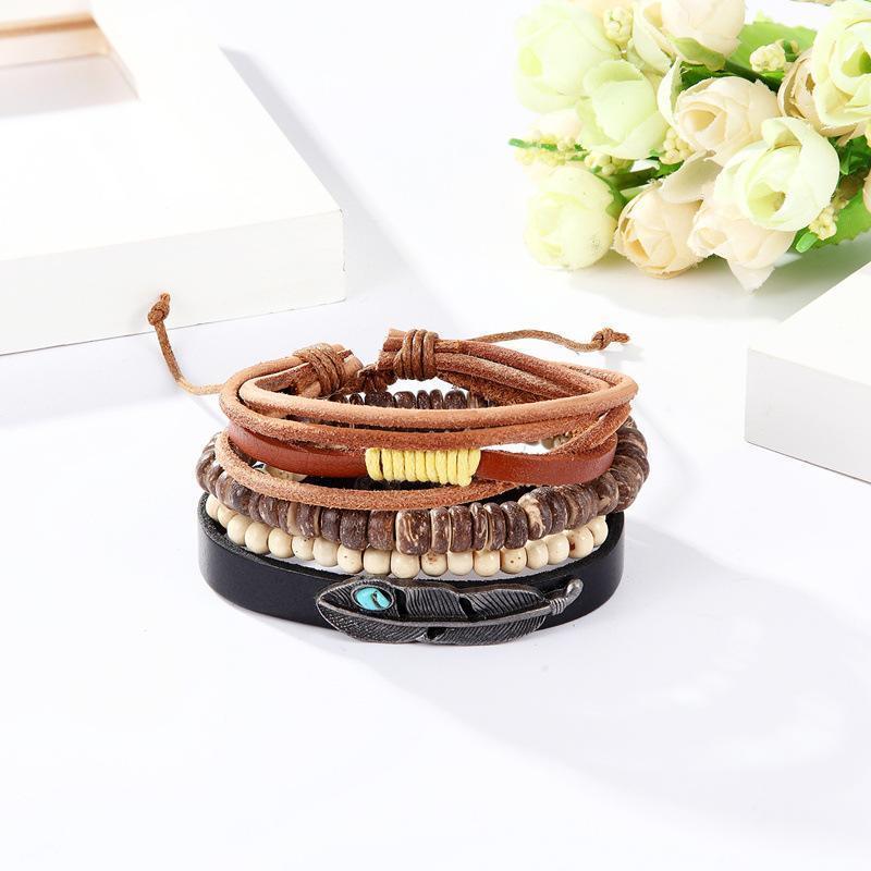 Cool Adjustable 4 Styles Blue Fish Eye Ethnic Leather Bracelet