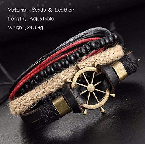 Lightweight Cool Adjustable Pirate Boat Anchor Leather Bracelet